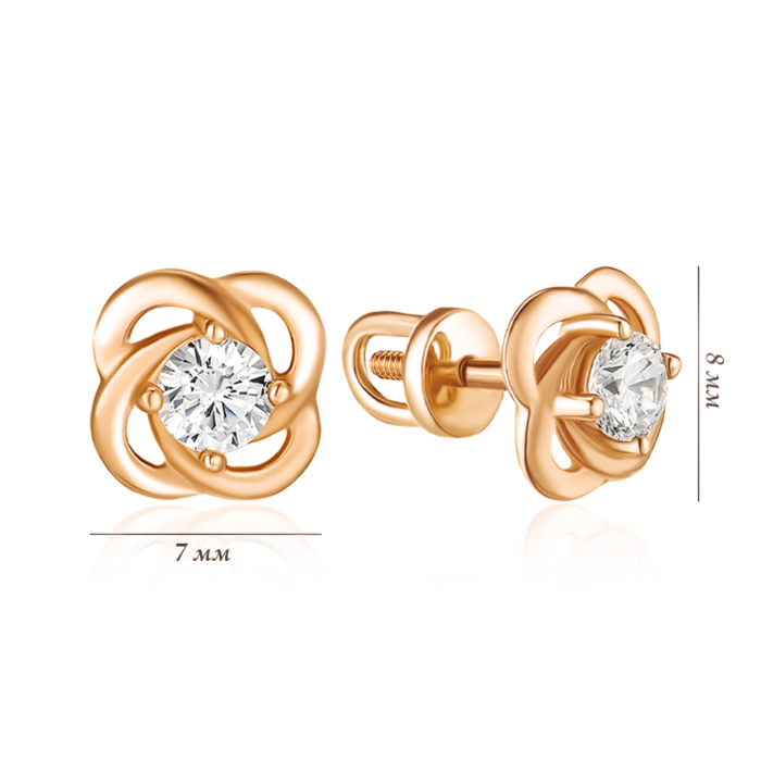 Золотые серьги с фианитом. Артикул 2108886101