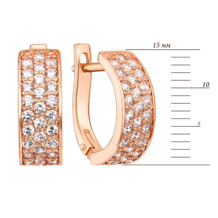 Золотые серьги с фианитами. Артикул 21090 к