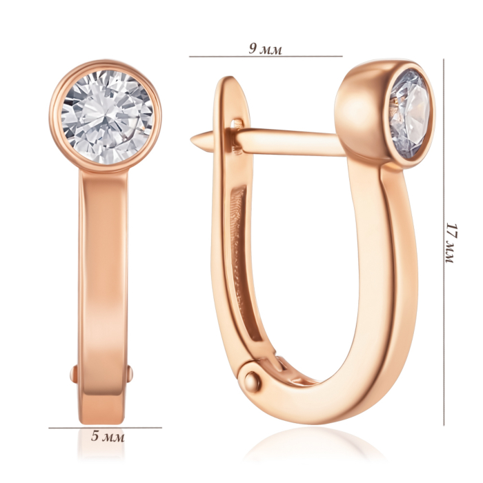 Золоті сережки з фіанітом. Артикул 2109084101