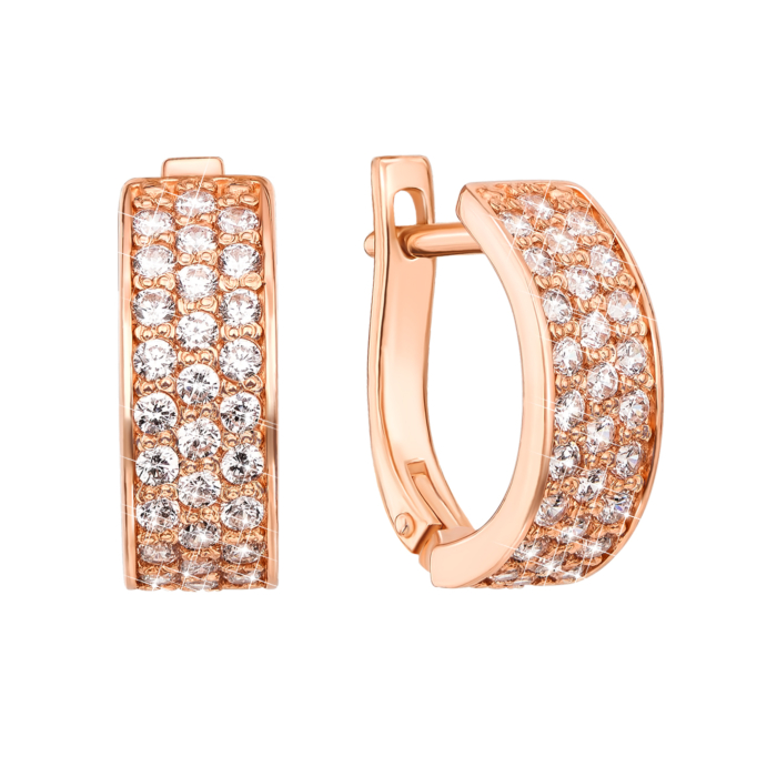 Золотые серьги с фианитами. Артикул 21090 к