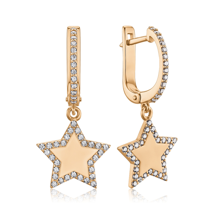 Золоті сережки "Зірочки" з фіанітами 2109312101-E/01/1