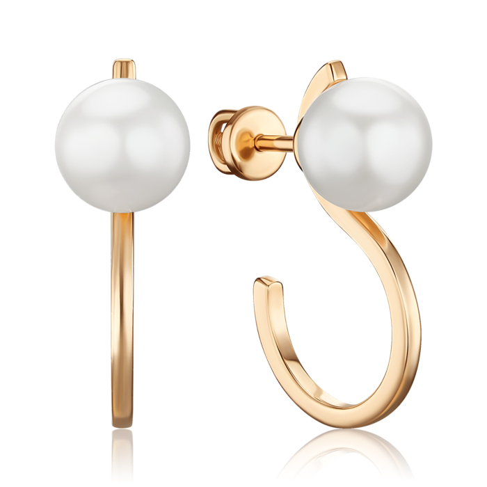 Золотые серьги-пуссеты с жемчугом 2109730101-E/01/3564
