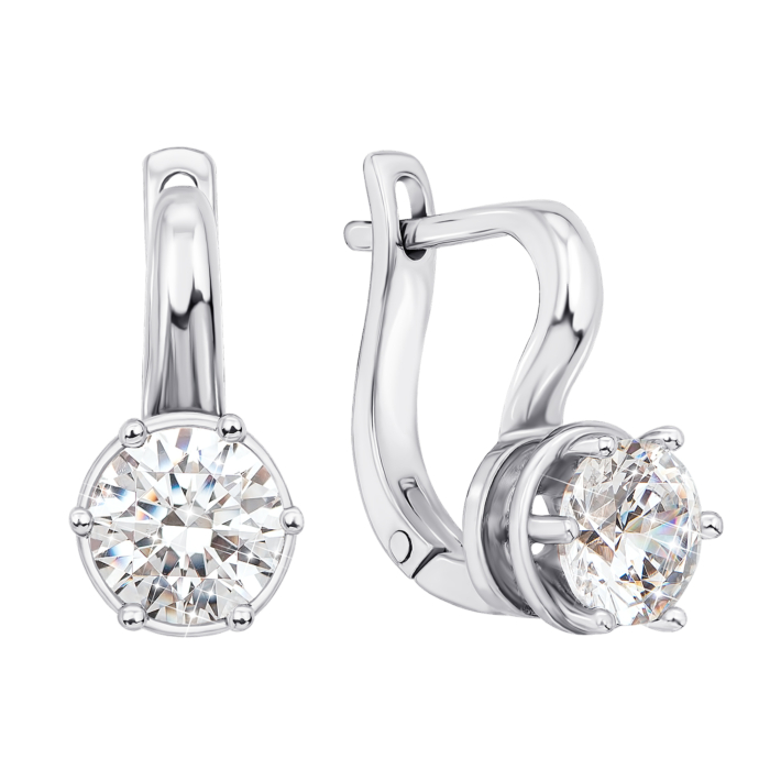 Золотые серьги с фианитами S Zirconia. Артикул 21098/б SW