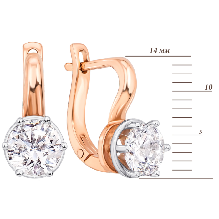 Золотые серьги с фианитами. Артикул 21098 к