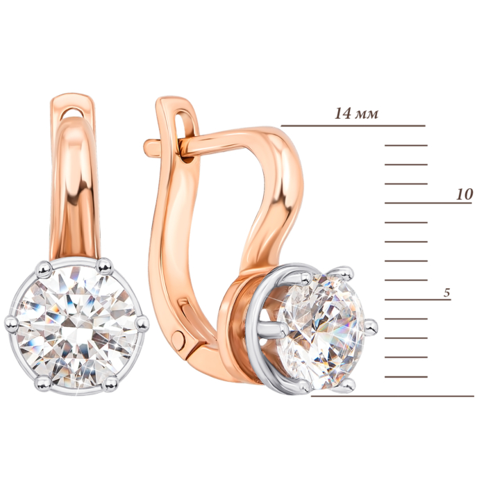 Золоті сережки з фіанітами S Zirconia. Артикул 21098/SW