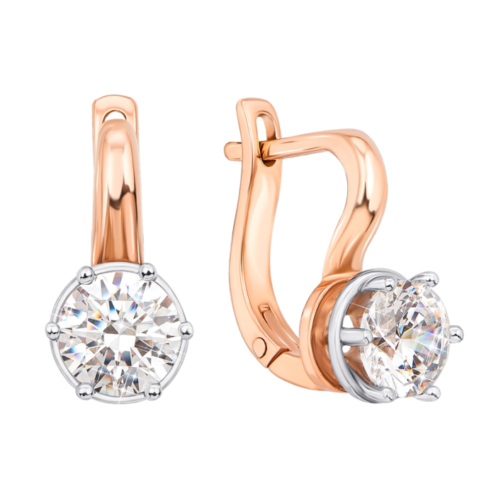 Золоті сережки з фіанітами S Zirconia. Артикул 21098/SW