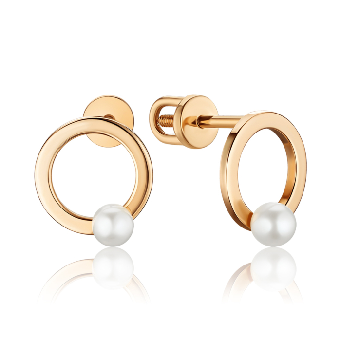 Золоті сережки-пусети з перлами 2109895101-E/01/21054