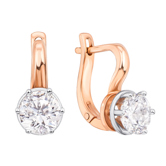 Золотые серьги с фианитами. Артикул 21098 к