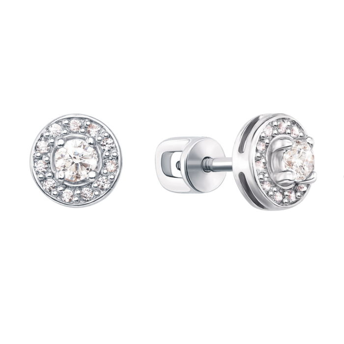 Золоті пусети з фіанітами. Артикул 21101/б кп