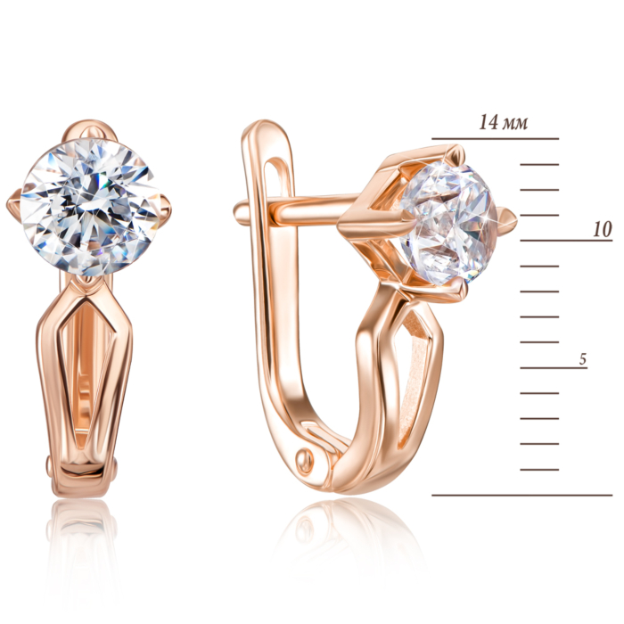 Золоті сережки з фіанітами. Артикул 21102 к