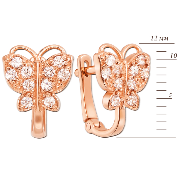 Золоті сережки з фіанітами. Артикул 21103