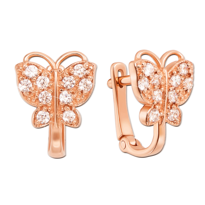 Золоті сережки з фіанітами. Артикул 21103