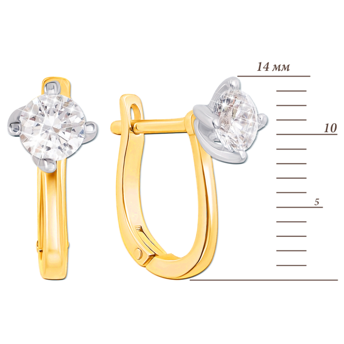 Золоті сережки з фіанітами. Артикул 21105/eu