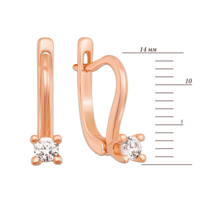 Золоті сережки з фіанітами S Zirconia. Артикул 21107/SW