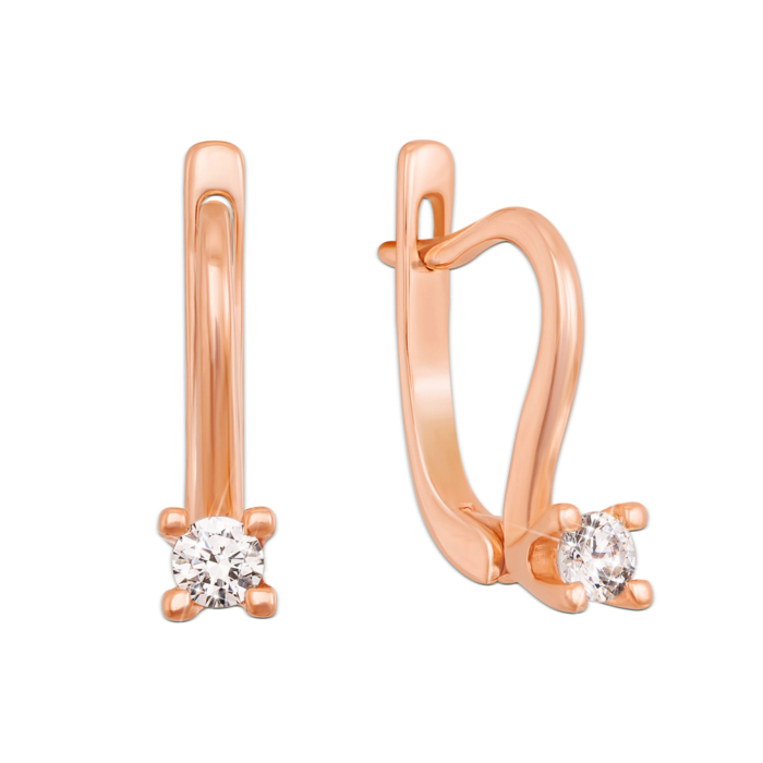 Золоті сережки з фіанітами S Zirconia. Артикул 21107/SW