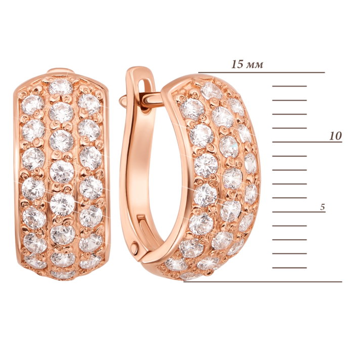 Золотые серьги с фианитами. Артикул 21110 к