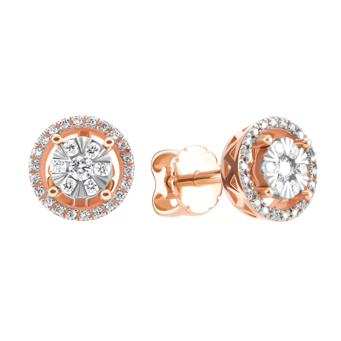 Золотые пусеты с бриллиантами. Артикул UG52111016201 D