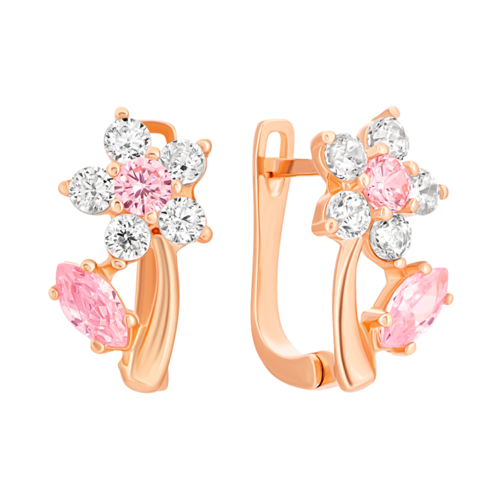 Золоті сережки Квіти з фіанітам. Артикул UG52111030301