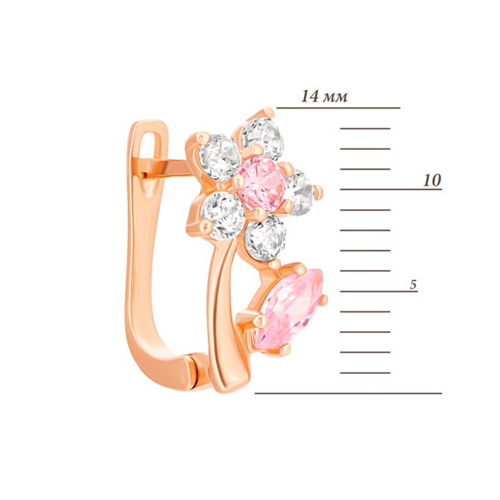 Золоті сережки Квіти з фіанітам. Артикул UG52111030301