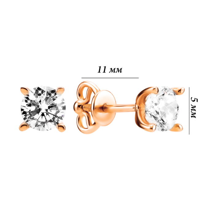 Золотые пусеты с фианитами. Артикул UG52111038501