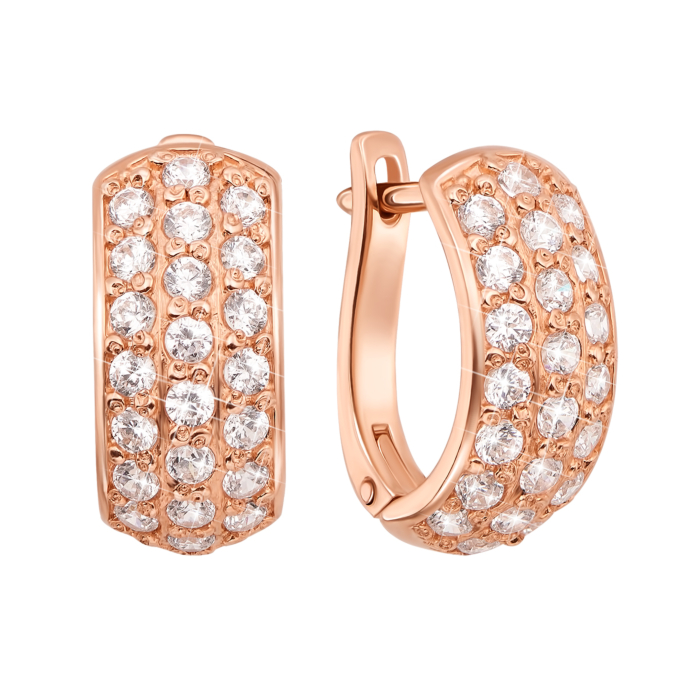 Золотые серьги с фианитами. Артикул 21110 к