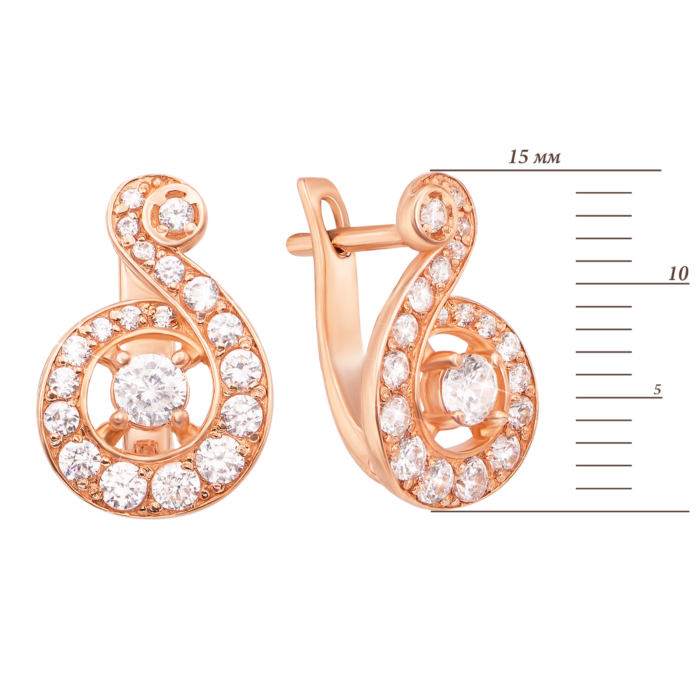 Золоті сережки з фіанітами. Артикул 21112 кп