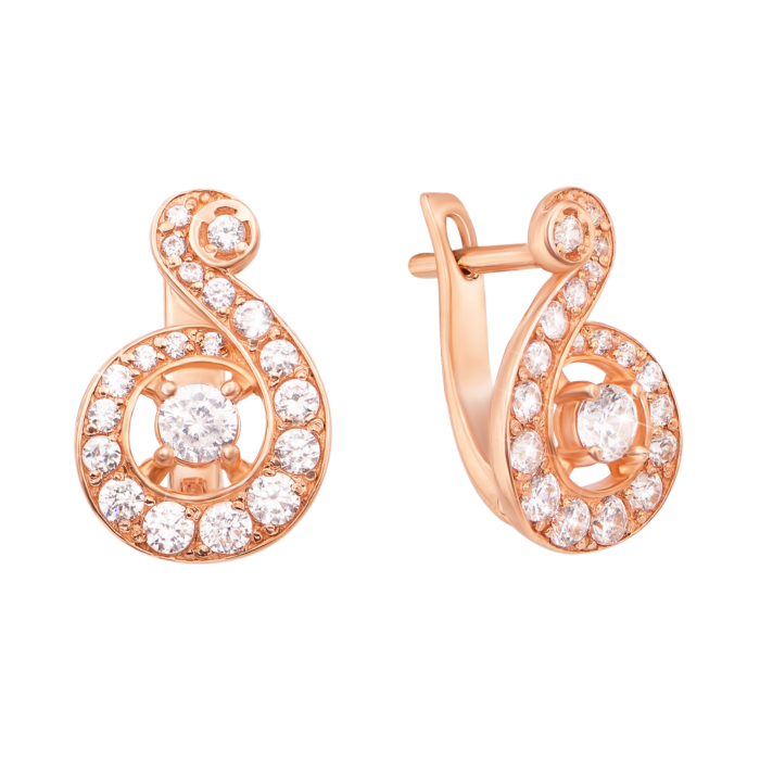 Золоті сережки з фіанітами. Артикул 21112 кп