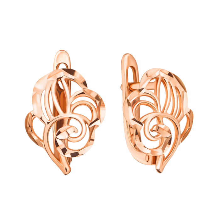 Золотые серьги с алмазной гранью. Артикул 21166 к