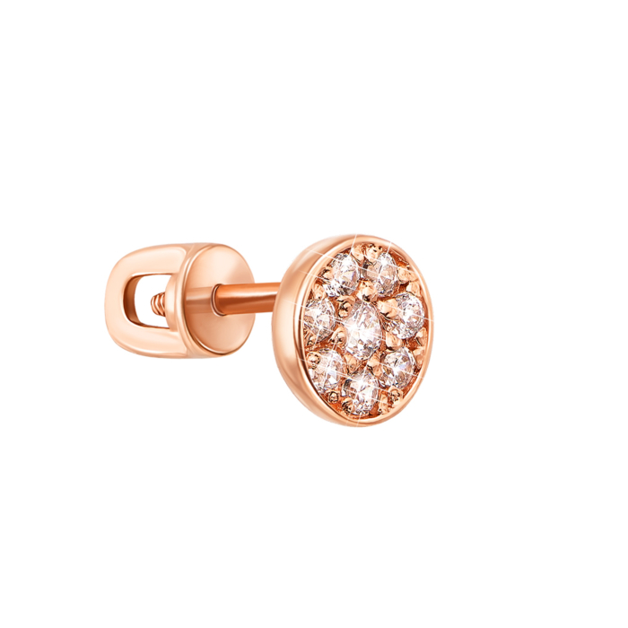 Золотой одиночный пуссет с фианитами. Артикул 21170-0/01/0/44