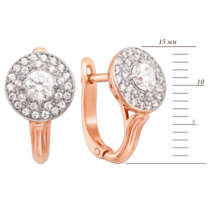 Золотые серьги с фианитами. Артикул 21184 к