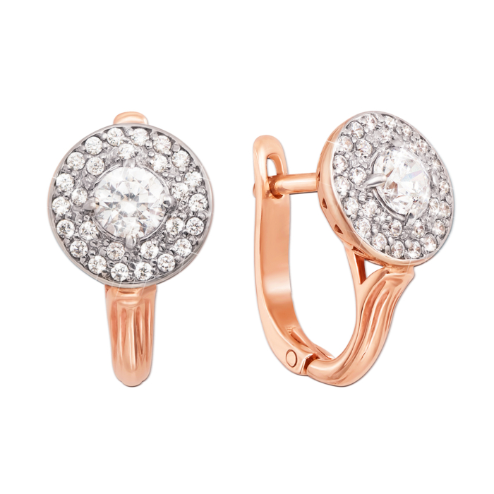 Золотые серьги с фианитами. Артикул 21184 к