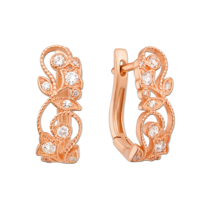 Золоті сережки з фіанітами. Артикул 21185 к