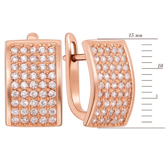 Золоті сережки з фіанітами. Артикул 21190