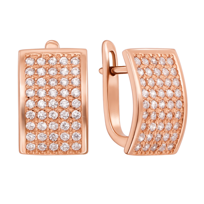 Золоті сережки з фіанітами. Артикул 21190