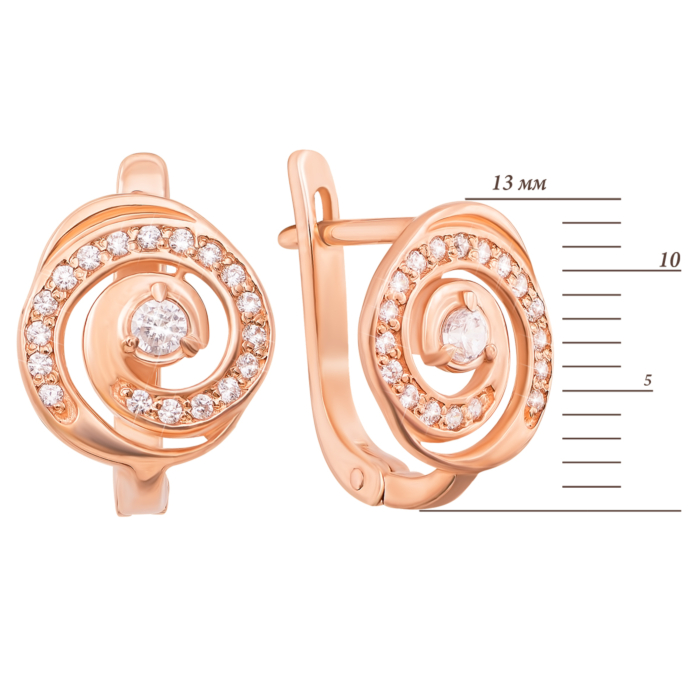 Золоті сережки з фіанітами. Артикул 21201 к