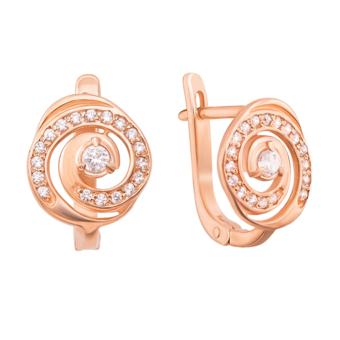 Золоті сережки з фіанітами. Артикул 21201 к