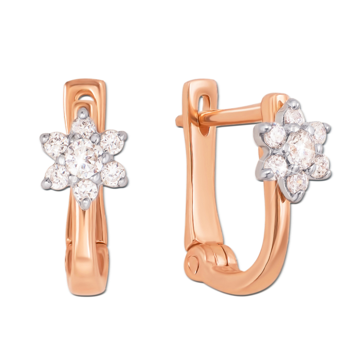 Золоті сережки з фіанітами. Артикул 21206