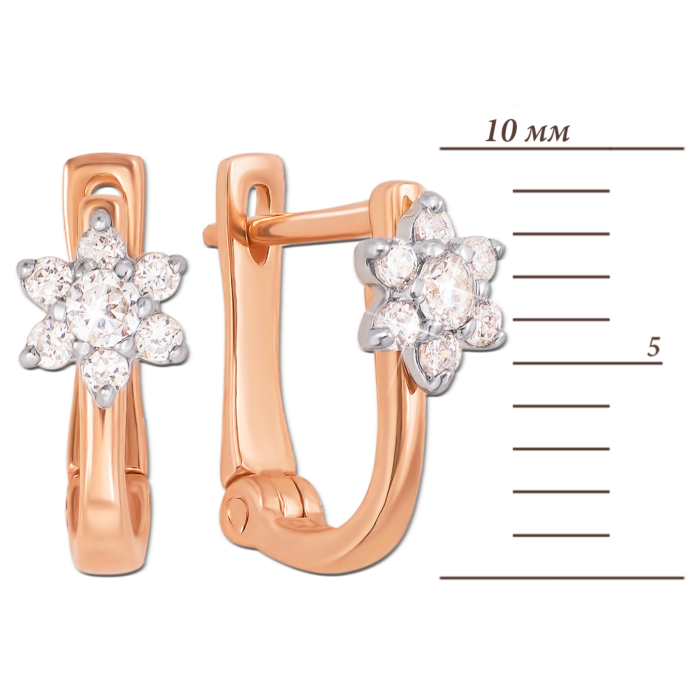 Золоті сережки з фіанітами. Артикул 21206