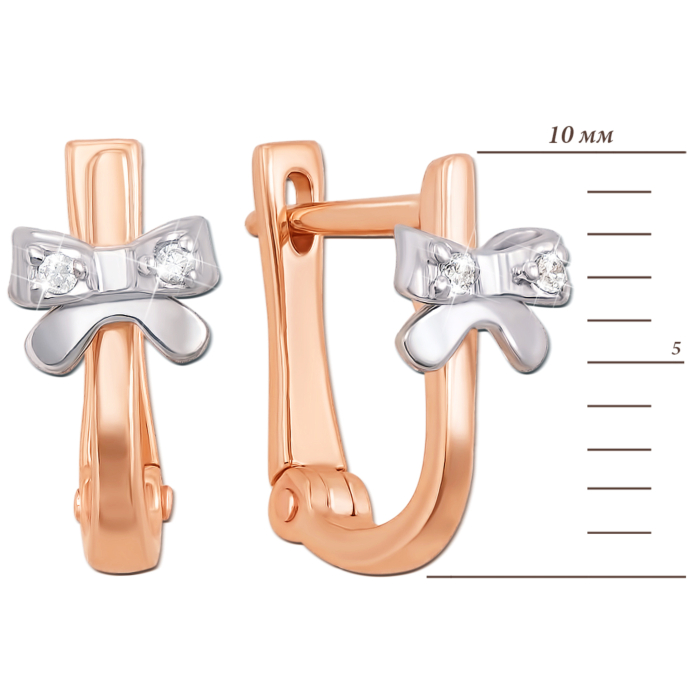 Золоті сережки з фіанітами. Артикул 21207