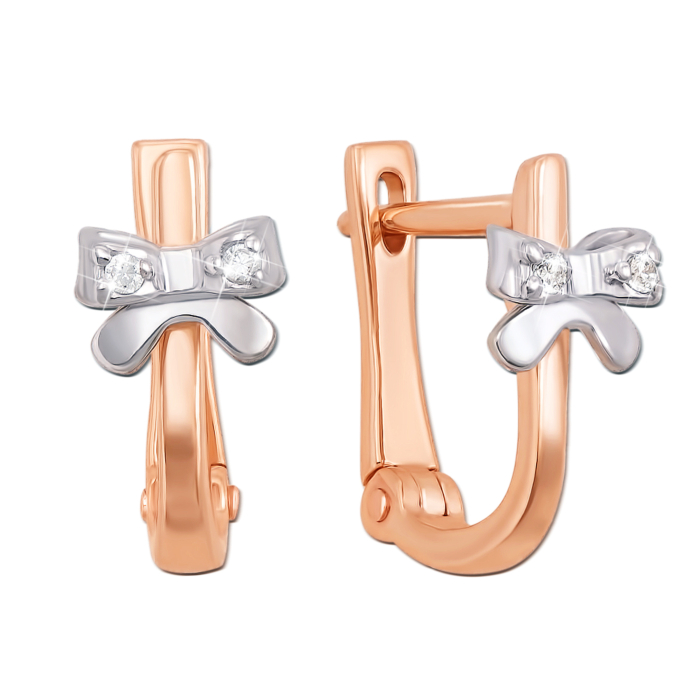 Золоті сережки з фіанітами. Артикул 21207