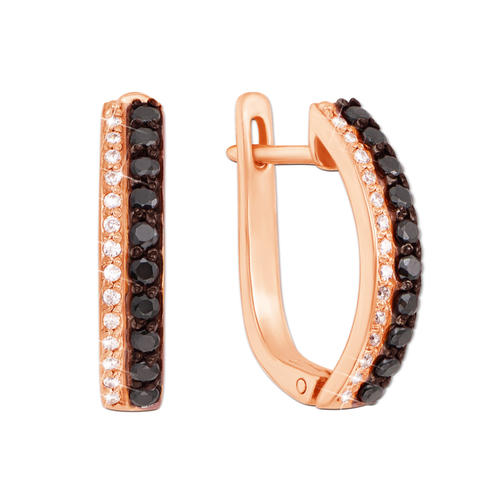 Золоті сережки з фіанітами. Артикул 21211/ч к