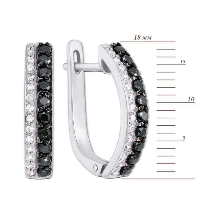 Золотые серьги с фианитами. Артикул 21211/б ч к