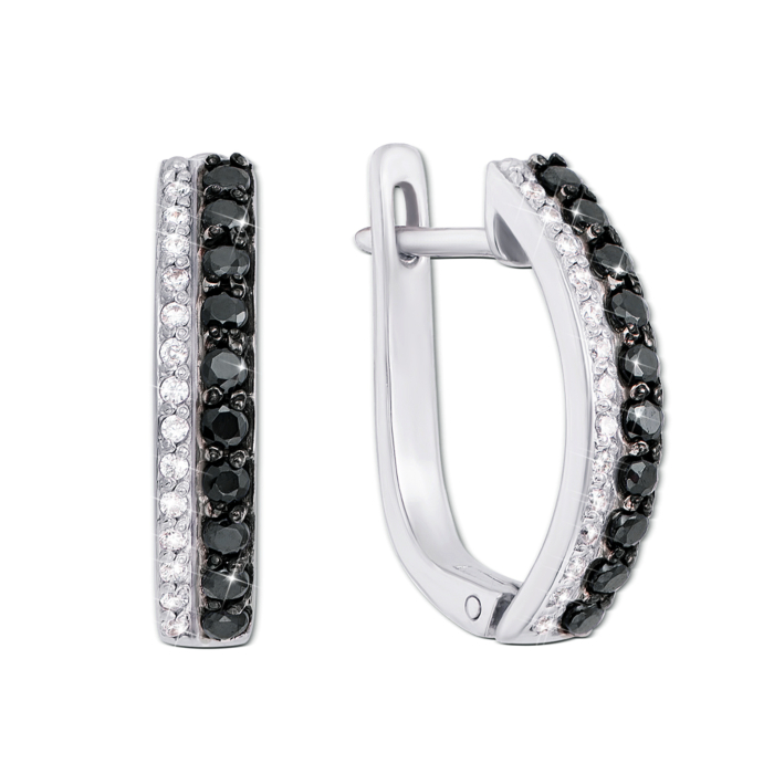 Золотые серьги с фианитами. Артикул 21211/б ч к