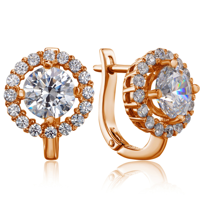 Золотые серьги с фианитами S Zirconia. Артикул 21218/01/0/4265