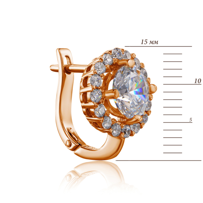 Золотые серьги с фианитами. Артикул 21218 кп