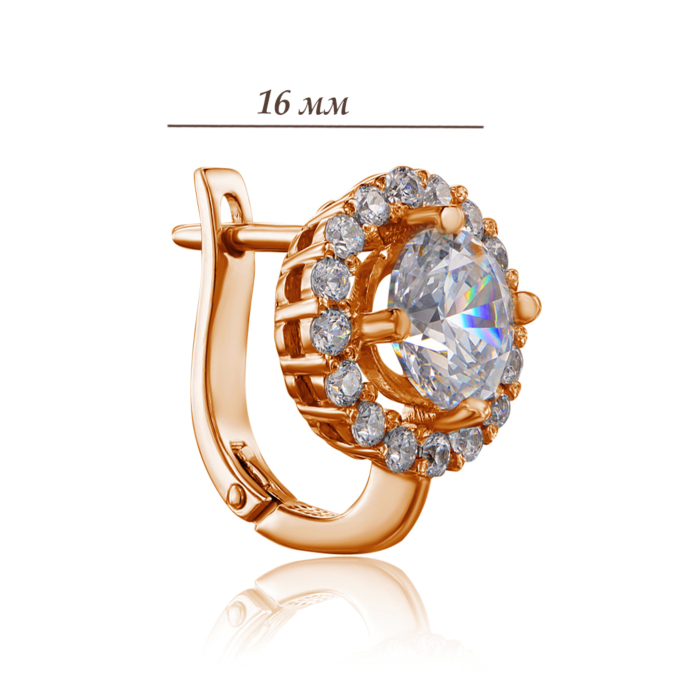 Золотые серьги с фианитами S Zirconia. Артикул 21218/01/0/4265