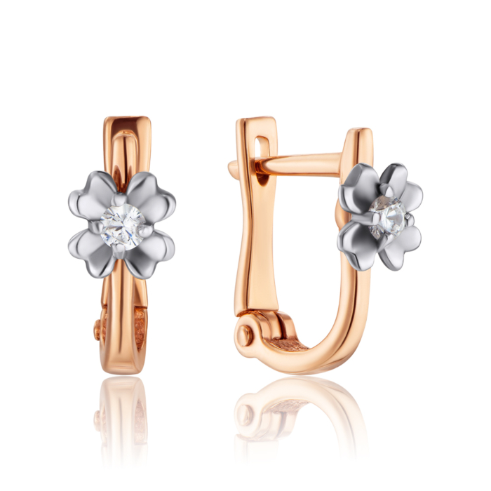 Золоті сережки з фіанітами. Артикул 21219