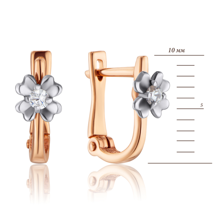 Золоті сережки з фіанітами. Артикул 21219