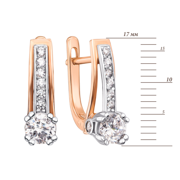 Золоті сережки з фіанітами. Артикул 21231 к