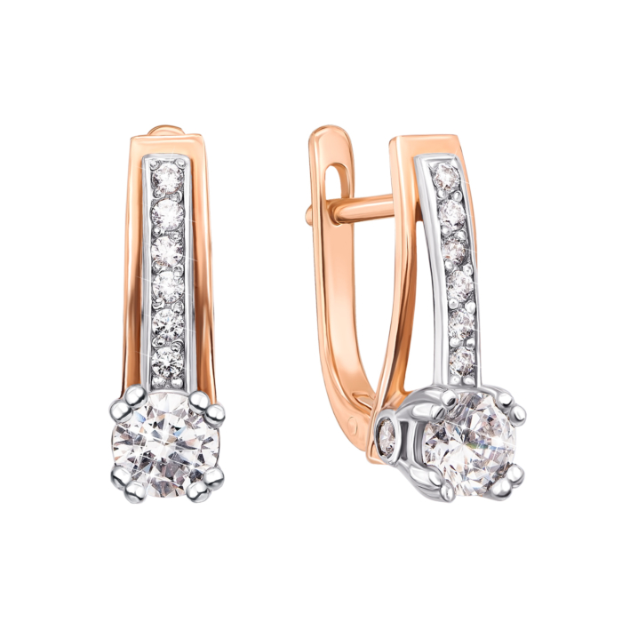 Золоті сережки з фіанітами. Артикул 21231 к